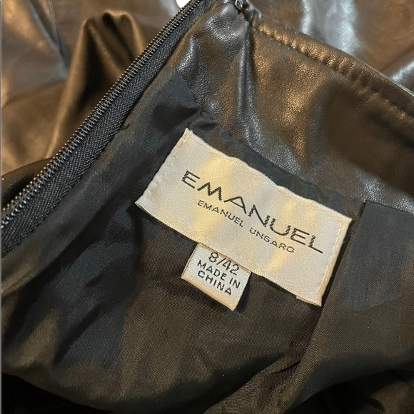 Vintage Emanuel Ungaro Leather High Rise Waist Tapered Straight Leg Pants - Picture 8 of 8